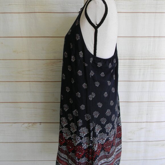 URBAN GIRL RED/WHITE/BLUE BANDANA PRINT SLEEVELESS SUMMER DRESS SZ L - Picture 2 of 3
